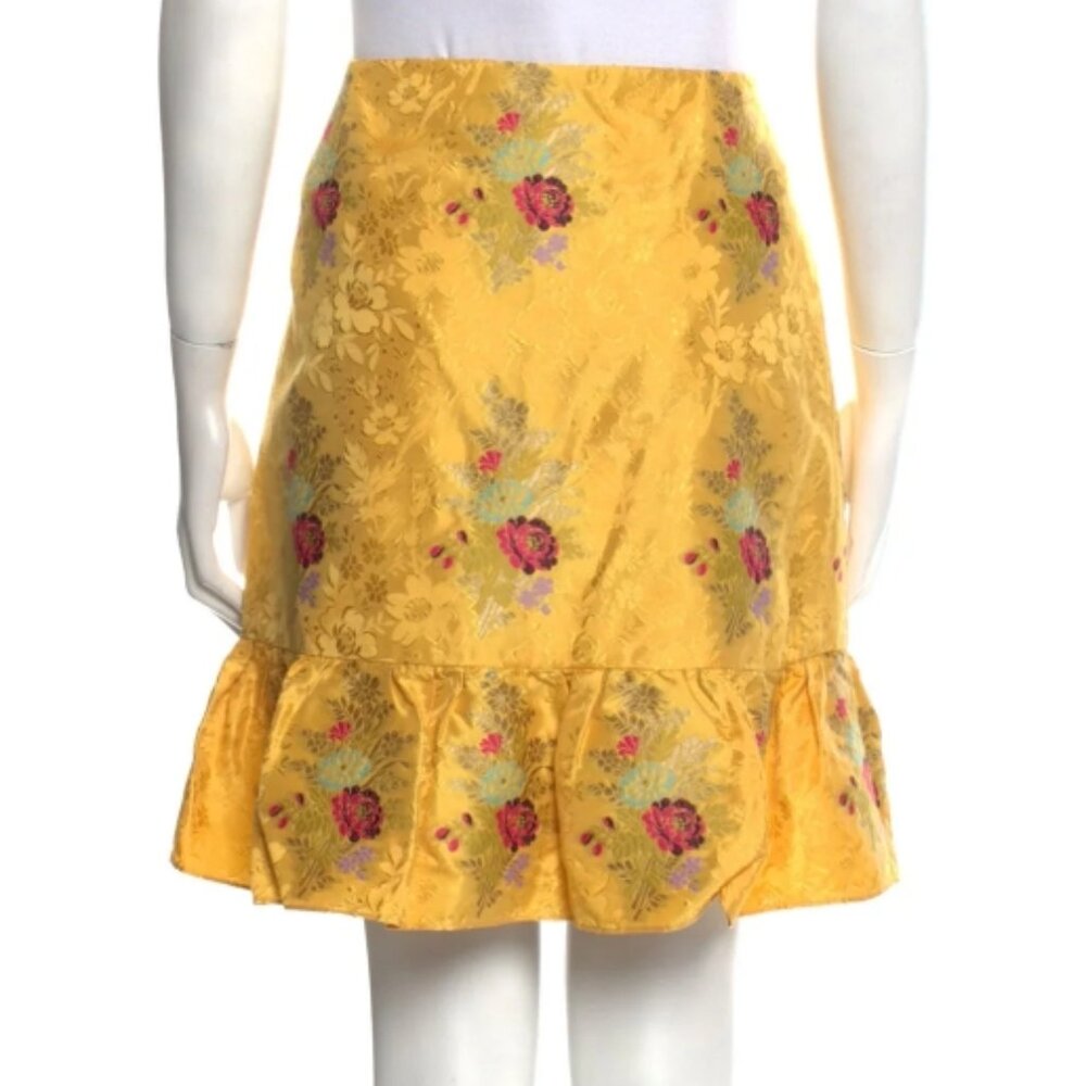 Gucci Brocade Skirt 2016 Collection Metallic Yellow Floral Mini L (Orig. $3500) - Picture 4 of 8